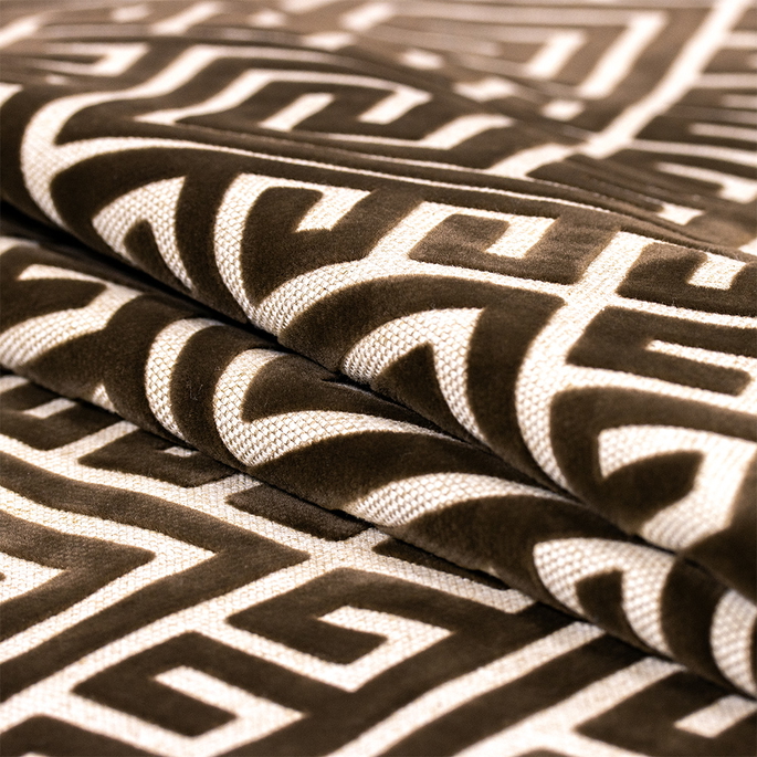 RK Classics Kensington Flocked Brown Upholstery Fabric image 3 of 3