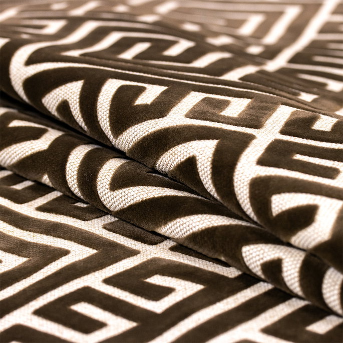 RK Classics Kensington Flocked Brown Upholstery Fabric image 3 of 3