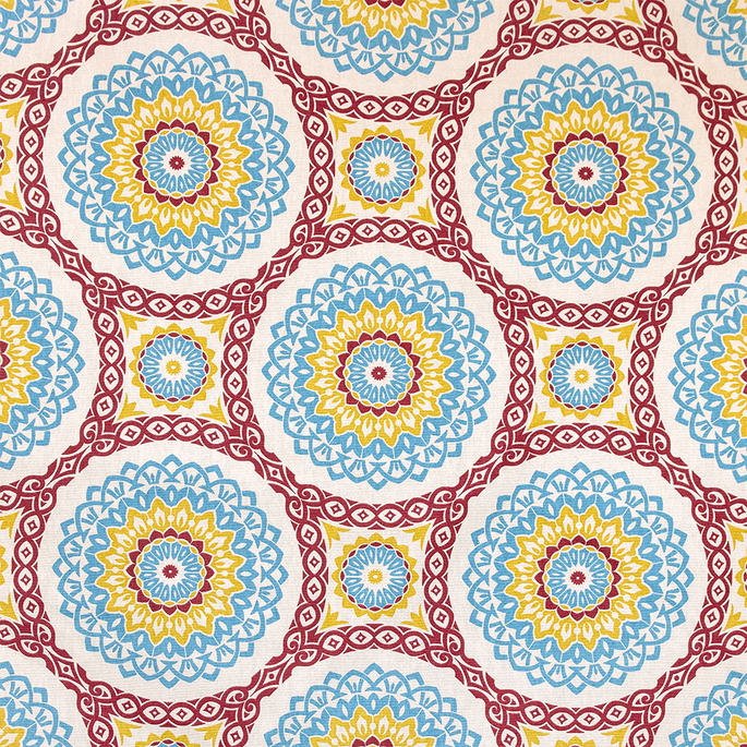 Richloom Olympus Suzani Red/Aqua Fabric image 1 of 3