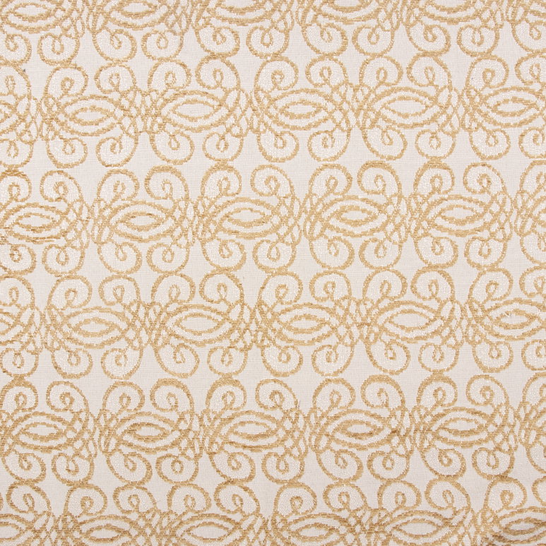 RK Classics Ivory/Gold Scroll Jacquard Fabric