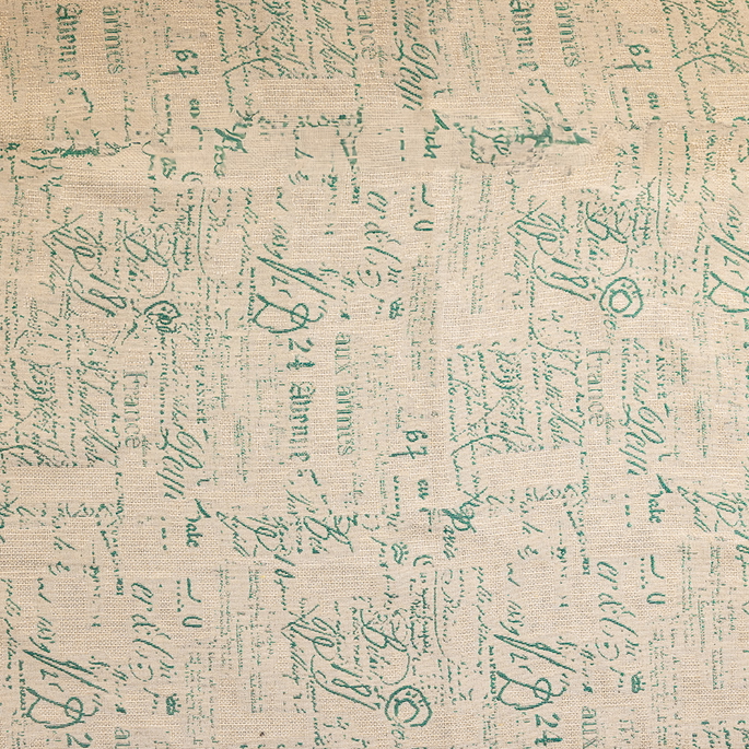 RK Classics French Script Aqua/Oatmeal Fabric image 1 of 2