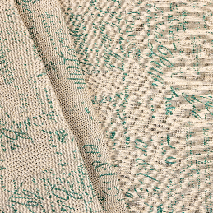 RK Classics French Script Aqua/Oatmeal Fabric image 2 of 2