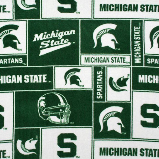 Michigan State Spartans Allover NCAA Fleece Fabric