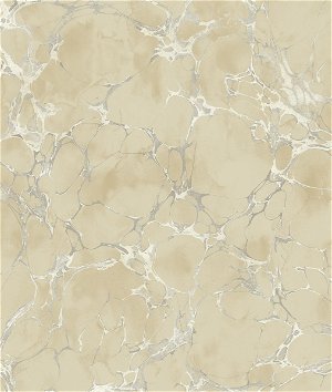 Seabrook Designs Patina Marble Bisque & Metallic Silver Wallpaper