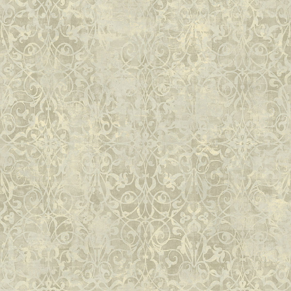 Seabrook Designs Brilliant Scroll Gray & Tan Wallpaper | OnlineFabricStore