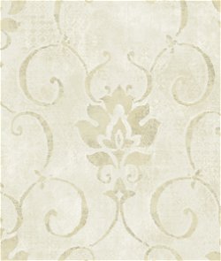Seabrook Designs Brilliant Damask Tan & Off-White Wallpaper