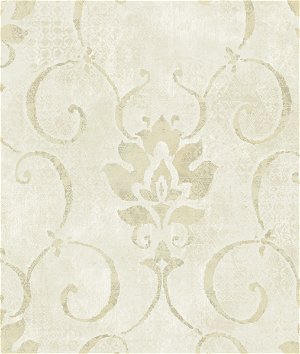 Seabrook Designs Brilliant Damask Tan & Off-White Wallpaper