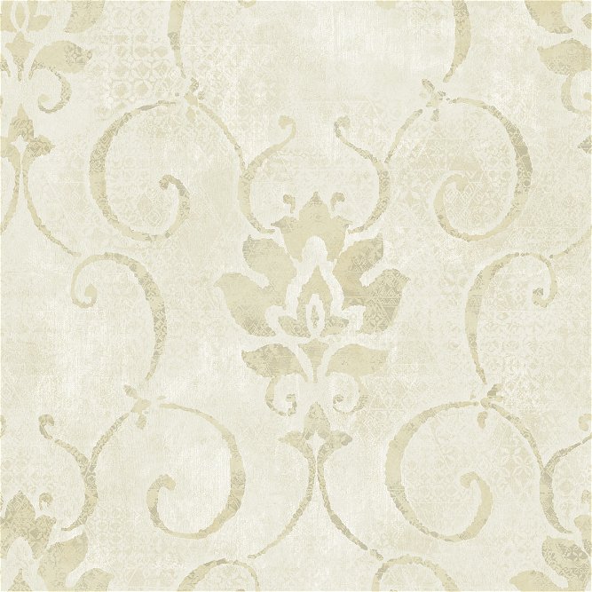 Seabrook Designs Brilliant Damask Tan &amp; Off-White Wallpaper