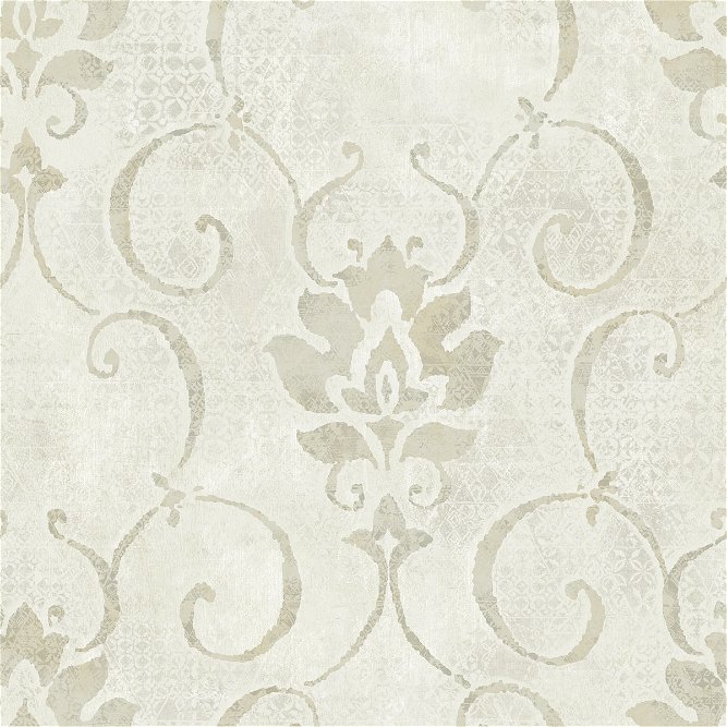 Seabrook Designs Brilliant Damask Off-White &amp; Metallic Wallpaper