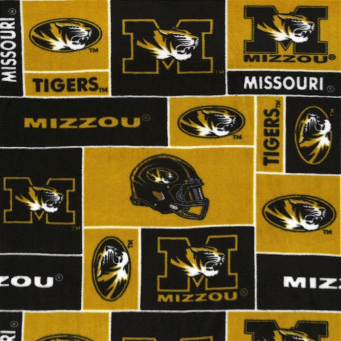 Missouri Tigers Allover NCAA Fleece Fabric
