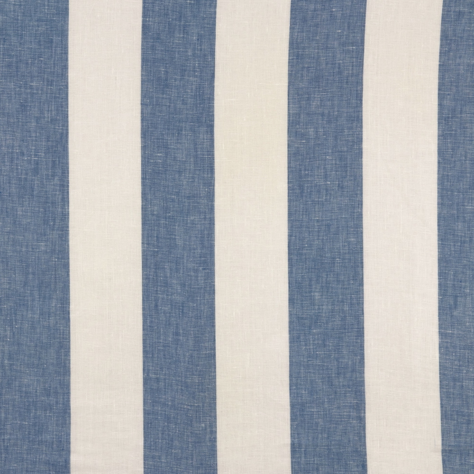 120" Blue Montauk Stripes Linen Fabric image 1 of 2