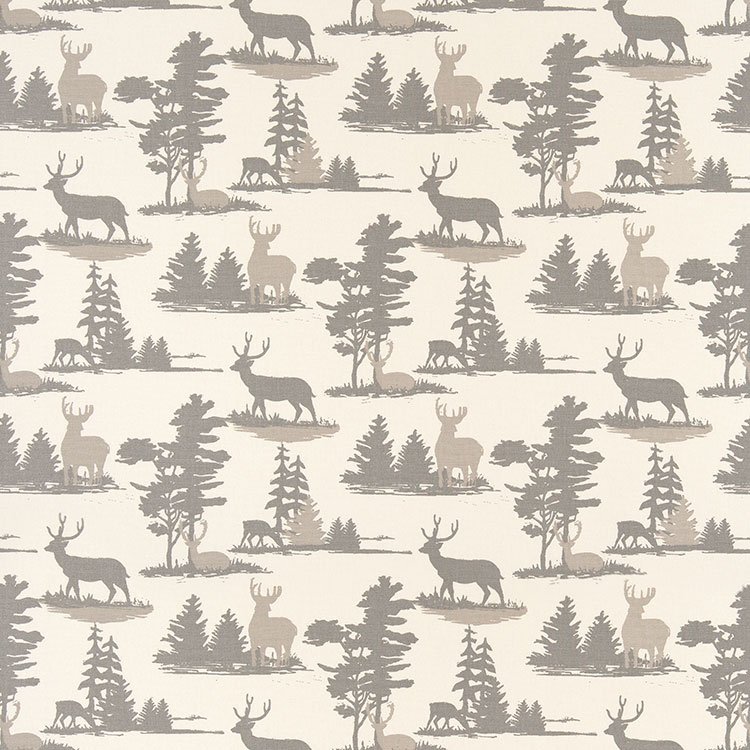 Premier Prints Mountain Antlers Lead Macon Fabric