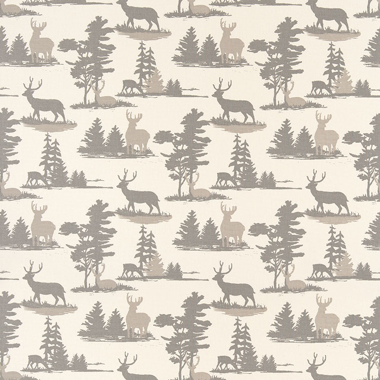 Premier Prints Mountain Antlers Lead Macon Fabric