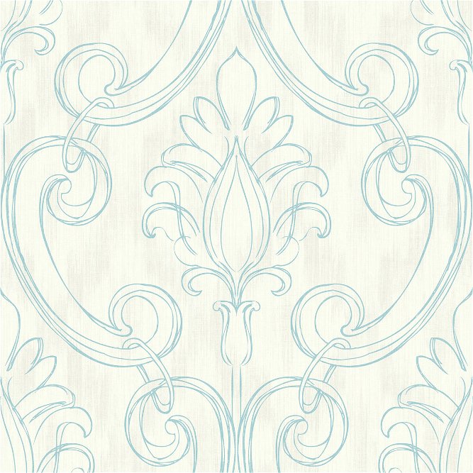 Seabrook Designs Pomerelle Turquoise &amp; Off-White Wallpaper