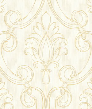 Seabrook Designs Pomerelle Metallic Gold & Off-White Wallpaper