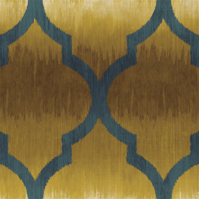 Seabrook Designs Catamount Ogee Metallic Gold &amp; Prussian Blue Wallpaper