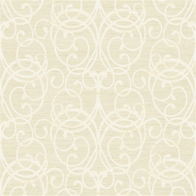 Seabrook Designs Silverton Scroll Linen &amp; White Wallpaper