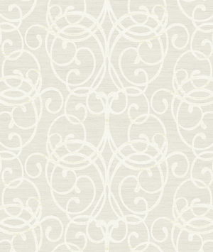Seabrook Designs Silverton Scroll Sky Blue & White Wallpaper