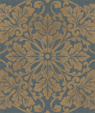 Seabrook Designs Marquette Steel Blue & Golden Brown Wallpaper