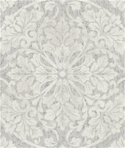Seabrook Designs Marquette Gray & White Wallpaper