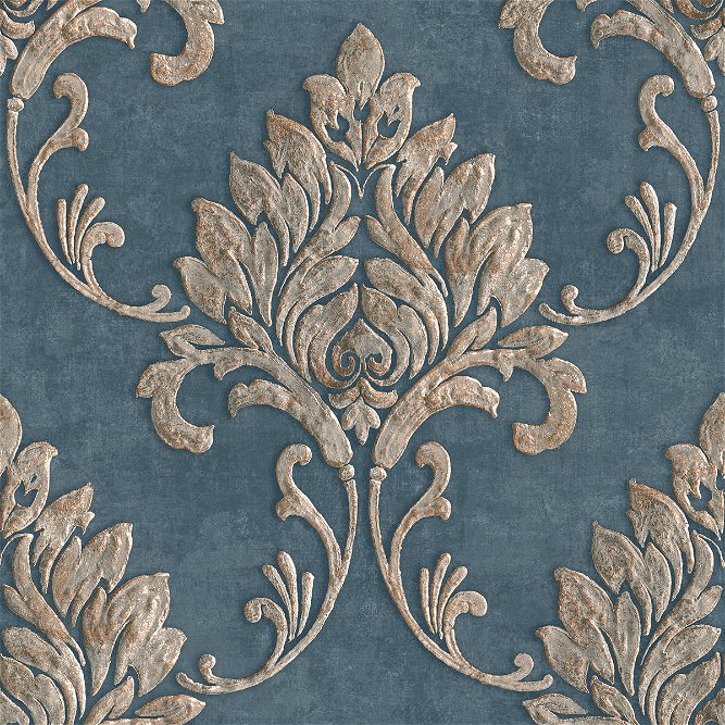 Seabrook Designs Telluride Prussian Blue &amp; Taupe Wallpaper