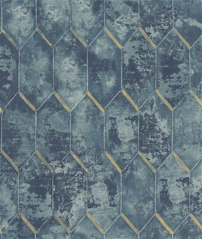 Seabrook Designs Whitney Denim Blue & Metallic Gold Wallpaper