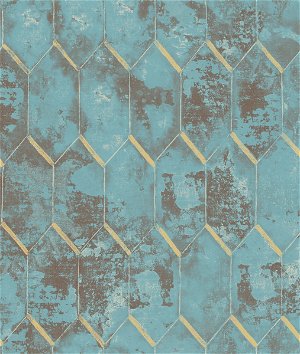 Seabrook Designs Whitney Azure Blue & Metallic Gold Wallpaper