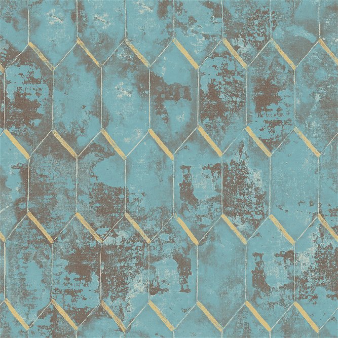 Seabrook Designs Whitney Azure Blue &amp; Metallic Gold Wallpaper