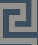 Seabrook Designs Vogue Cerulean & Metallic Silver Wallpaper
