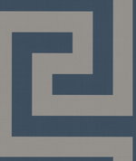 Seabrook Designs Vogue Cerulean & Metallic Silver Wallpaper