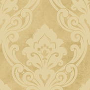 Seabrook Designs Vogue Damask Metallic Gold & Buttercup Wallpaper