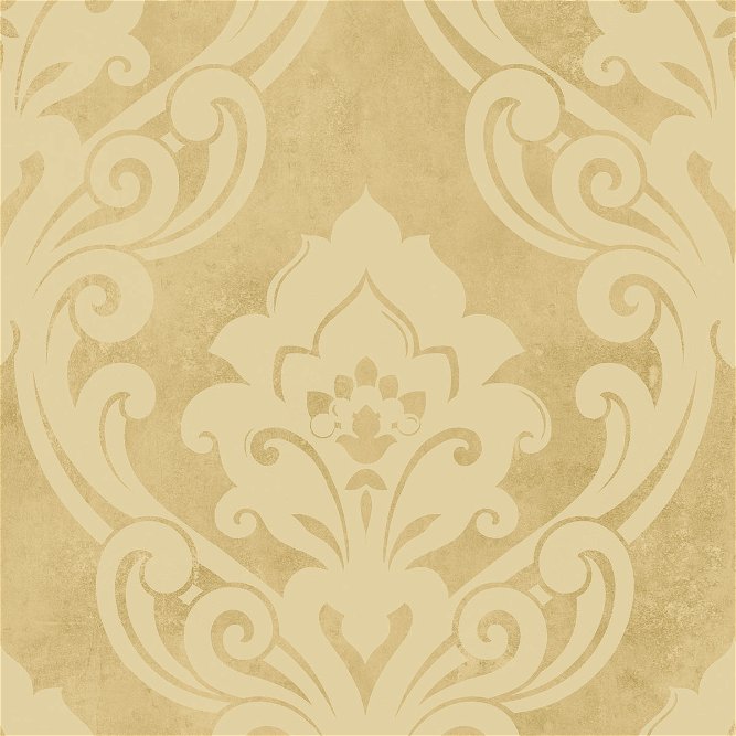 Seabrook Designs Vogue Damask Metallic Gold &amp; Buttercup Wallpaper