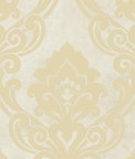 Seabrook Designs Vogue Damask Metallic Gold & Off-White Wallpaper