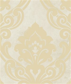 Seabrook Designs Vogue Damask Metallic Gold & Off-White Wallpaper