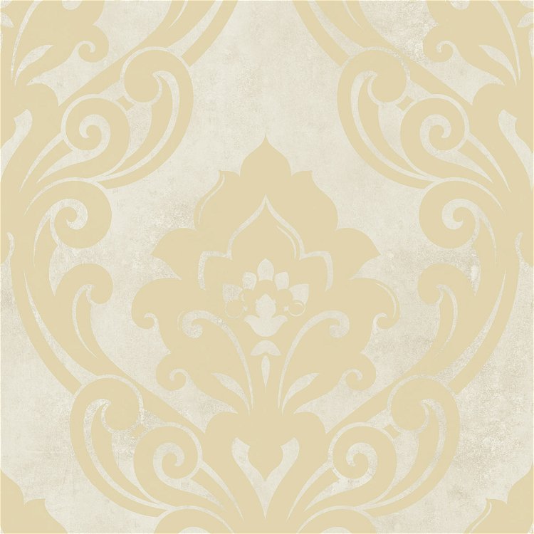 Seabrook Designs Vogue Damask Metallic Gold & Off-White Wallpaper