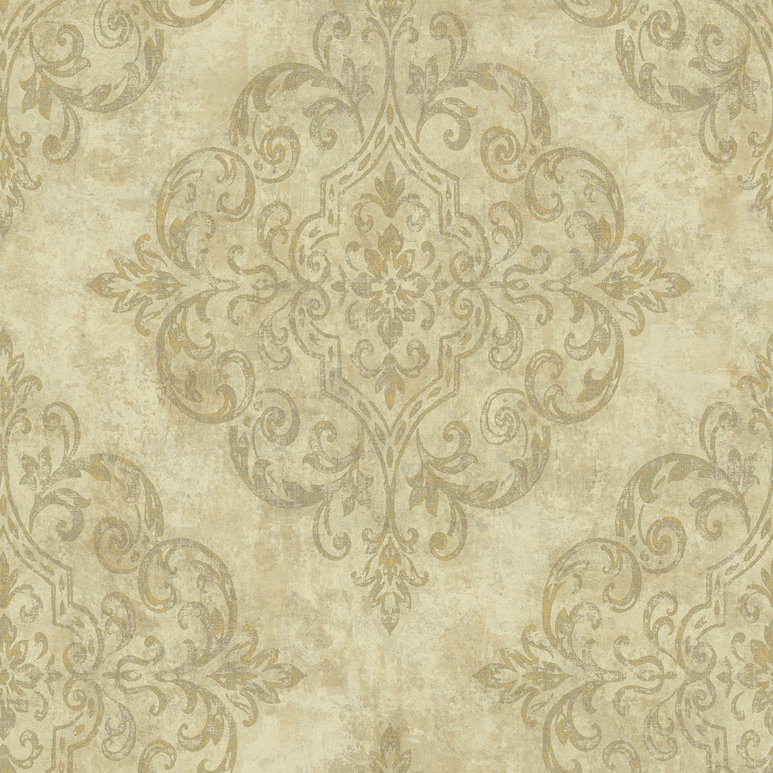 Seabrook Designs Atelier Metallic Gold &amp; Off-White Wallpaper