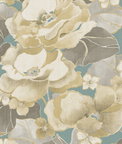 Seabrook Designs Adorn Metallic Gold & Teal Wallpaper