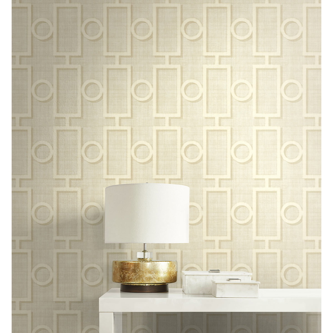 Seabrook Designs Adorn Geo Tan &amp; Off-White Wallpaper image 2 of 2