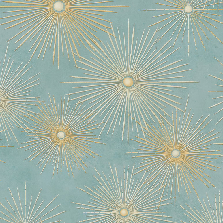Seabrook Designs Catwalk Teal &amp; Metallic Gold Wallpaper