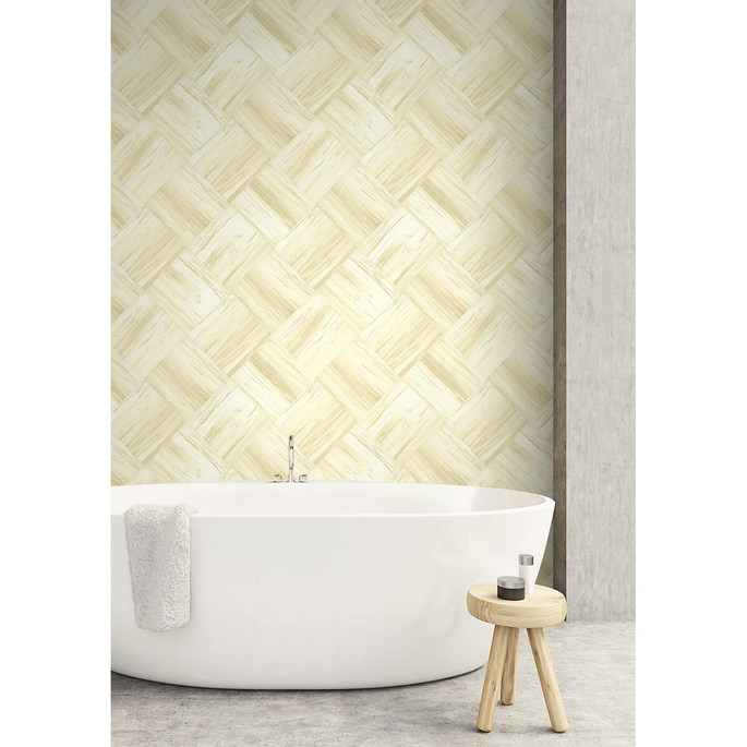 Seabrook Designs Masquerade Weave Metallic Gold &amp; Off-White Wallpaper image 2 of 2