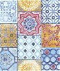 NextWall Peel & Stick Colorful Moroccan Tile Blue/Yellow/Red Wallpaper