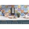 NextWall Peel & Stick Colorful Moroccan Tile Blue/Yellow/Red Wallpaper - Image 3