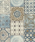 NextWall Peel & Stick Moroccan Tile Blue & Gray Wallpaper
