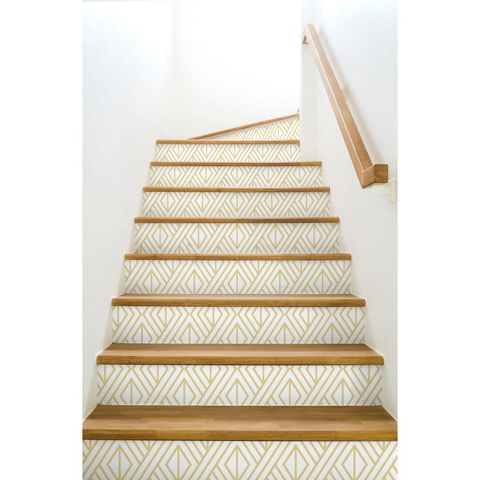 NextWall Peel &amp; Stick Diamond Geometric Metallic Gold &amp; White Wallpaper image 4 of 5