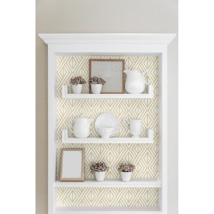 NextWall Peel &amp; Stick Diamond Geometric Metallic Gold &amp; White Wallpaper image 5 of 5