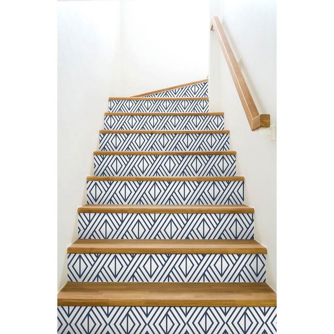 NextWall Peel &amp; Stick Diamond Geometric Navy &amp; White Wallpaper image 4 of 5