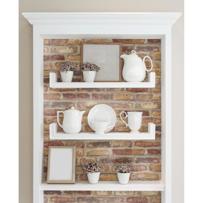 NextWall Peel &amp; Stick Faux Rustic Red Brick Wallpaper image 4 of 4
