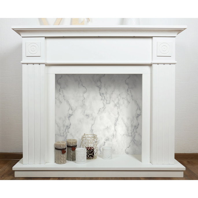 NextWall Peel &amp; Stick Faux Marble White &amp; Metallic Silver Wallpaper image 3 of 5
