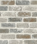 NextWall Peel & Stick Washed Brick Soft Gray & Rust Wallpaper