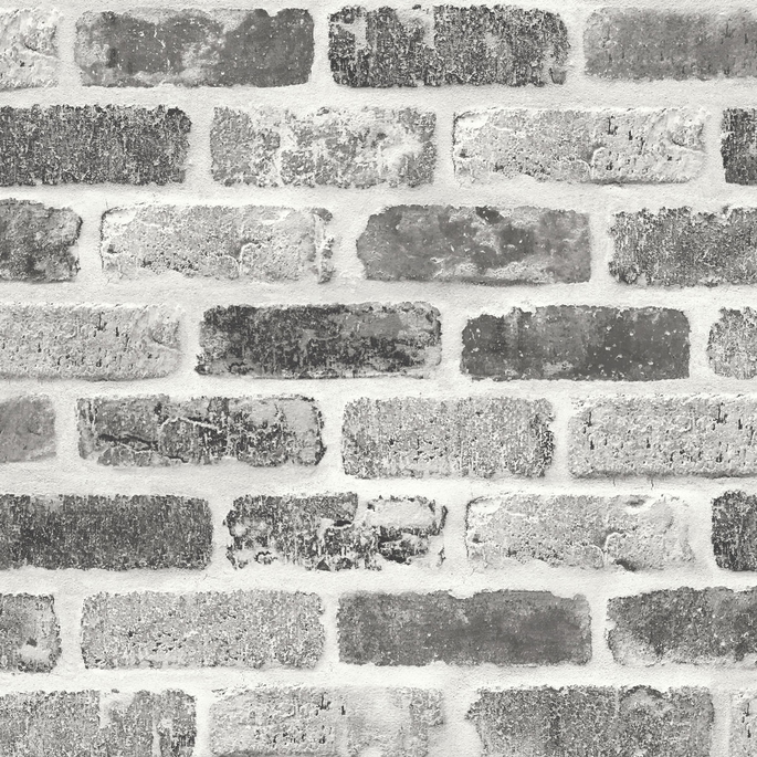 NextWall Peel &amp; Stick Washed Brick Soft Gray Wallpaper image 1 of 5